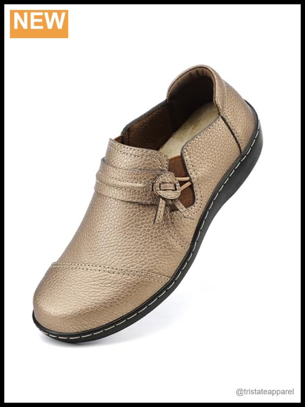 Women's Full Grain Leather Loafers Slip-On Comfort Walking Flats
